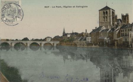 HUY: le pont, l'église et la collégiale.